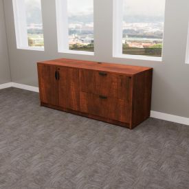 F6355 - Dark Cherry  Credenza with Storage Cabinets and Filing