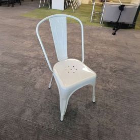 C61708 - White Metal Cafe Chairs